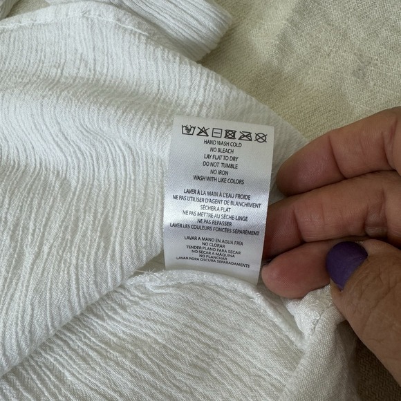 RD & KOKO Anthropologie Peasant Top Size M White Embroidered Beaded Boho Hippie - Picture 6 of 9